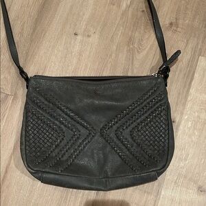 Elegant Grey Leather Crossbody Bag